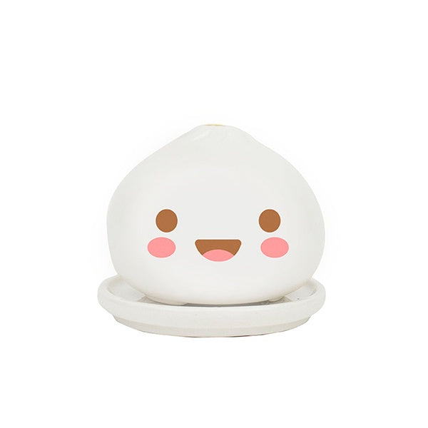 Quemador de incienso de cerámica con forma de bao con carita adorable y platito