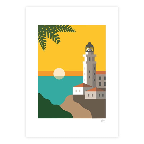 Ilustración de Elisa Talens del faro de peñíscola en la provincia de castellón