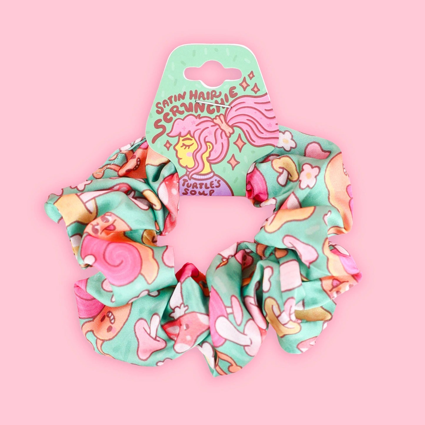 Coletero Scrunchie de Turtle's Soup con estampado de caracoles y setas