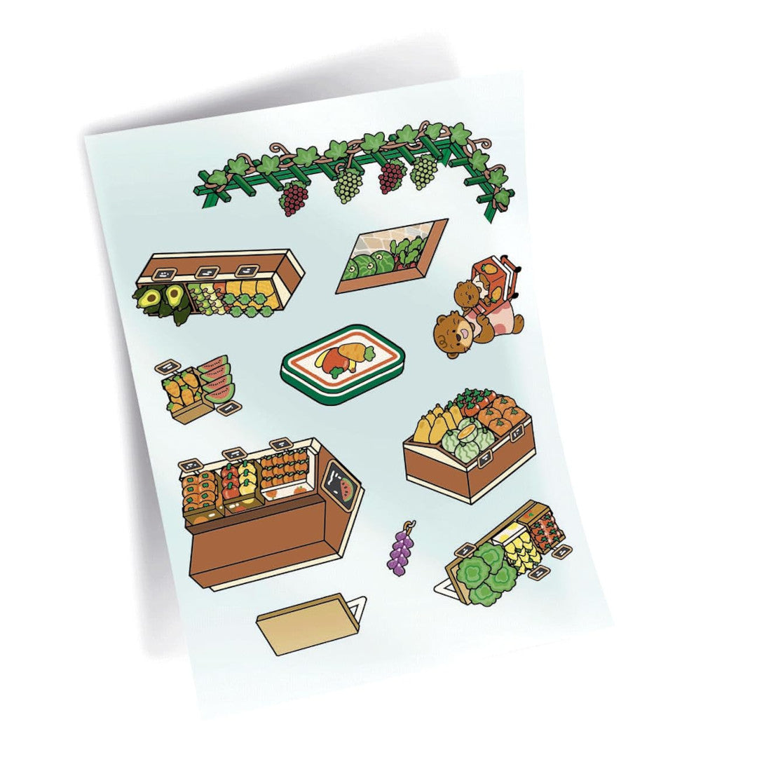 pegatinas del escenario de la frutería