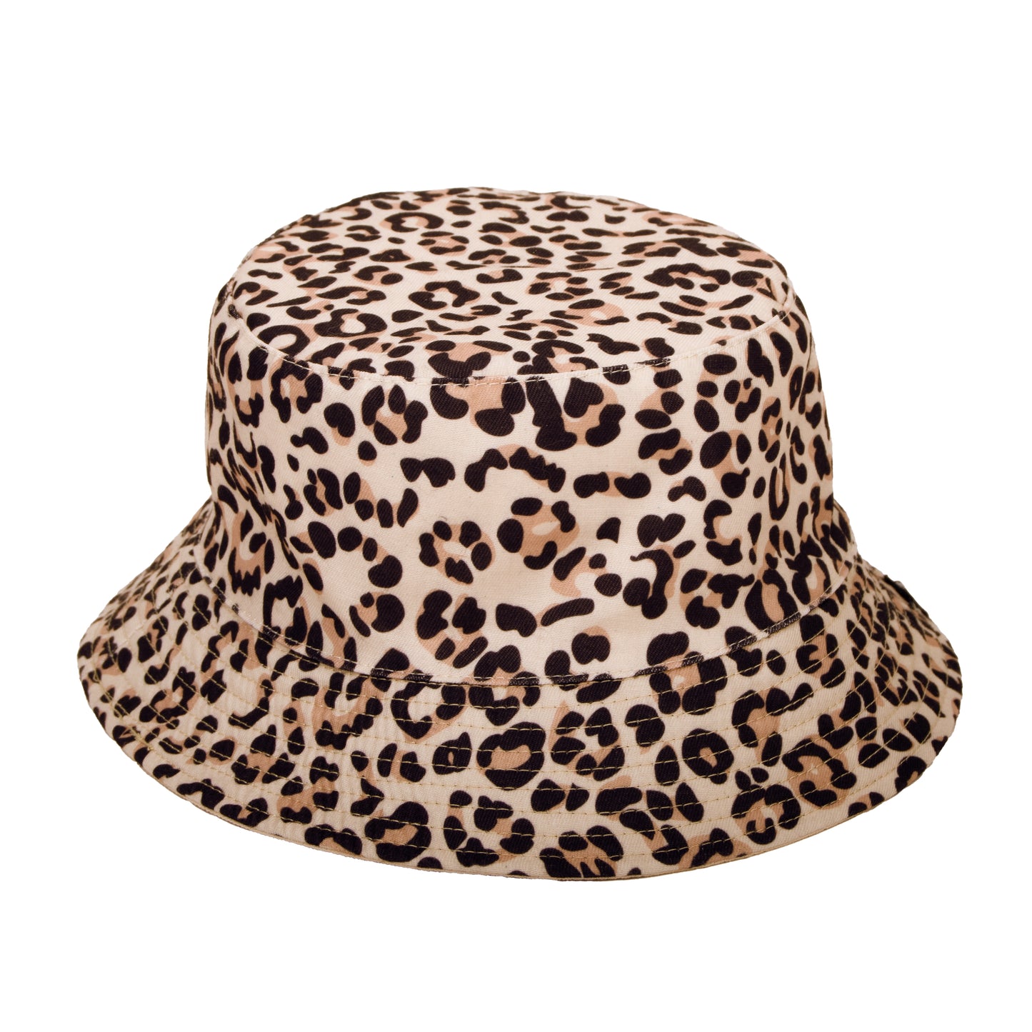 gorro de pescador de tela reversible con estampado de leopardo 