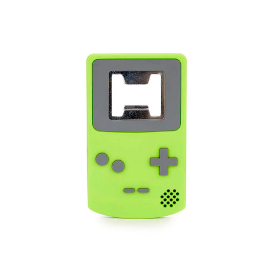 Abridor de silicona verde y gris con forma de Game Boy de Nintendo