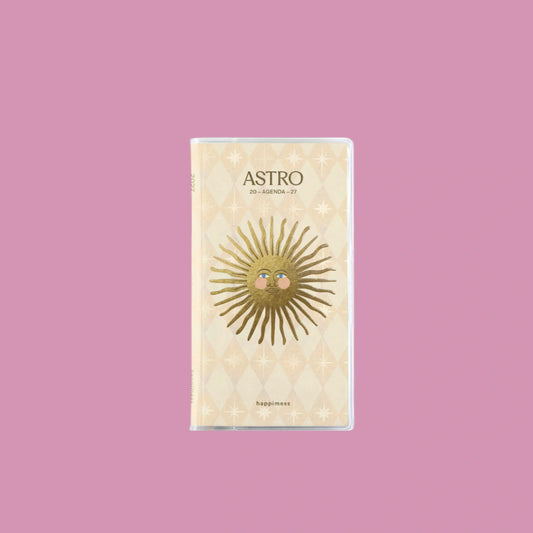 Agenda pocket 2027 Happimess Astro El Sol - vista frontal con cubierta protectora transparente