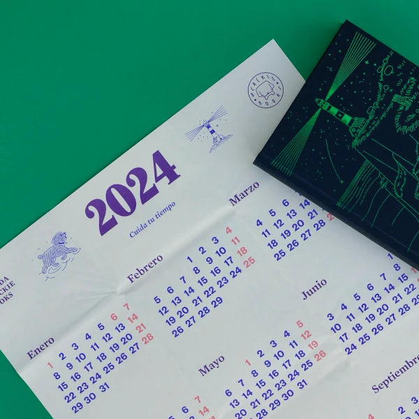 Póster calendario anual de regalo con la agenda de Blackie Books 2024