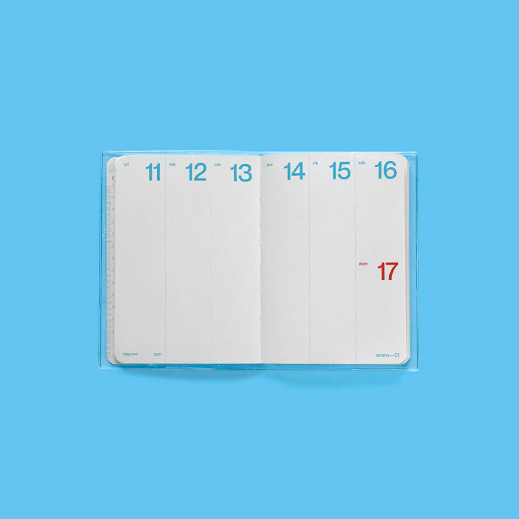 agenda Denver de Monoblock abierta con un spread semanal en vertical