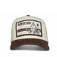 Gorra Alboraia (Valencia) con visera marrón y frontal blanco y con una ilustración de una barraca de Alboraia bordada