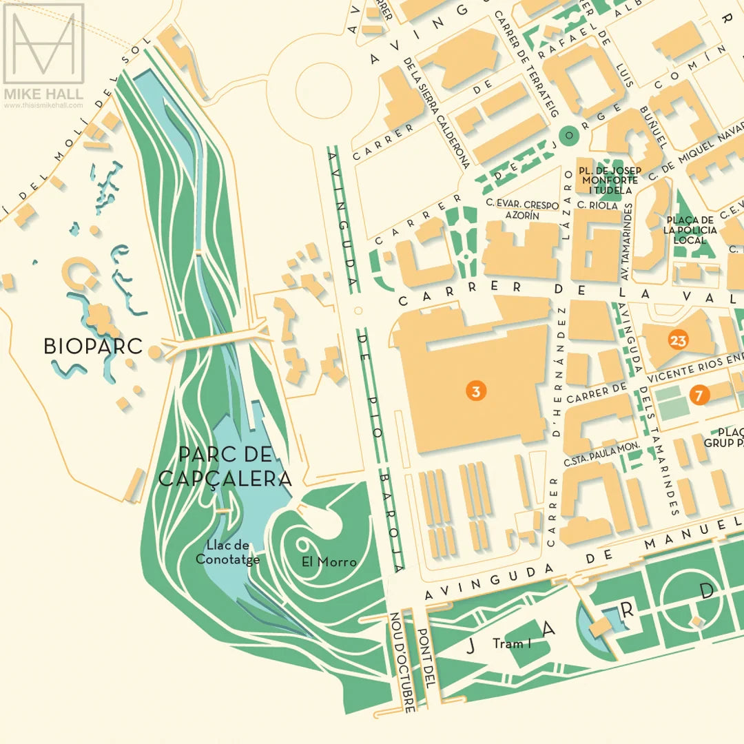 Detalle del mapa del distrito de Campanar de Mike Hall