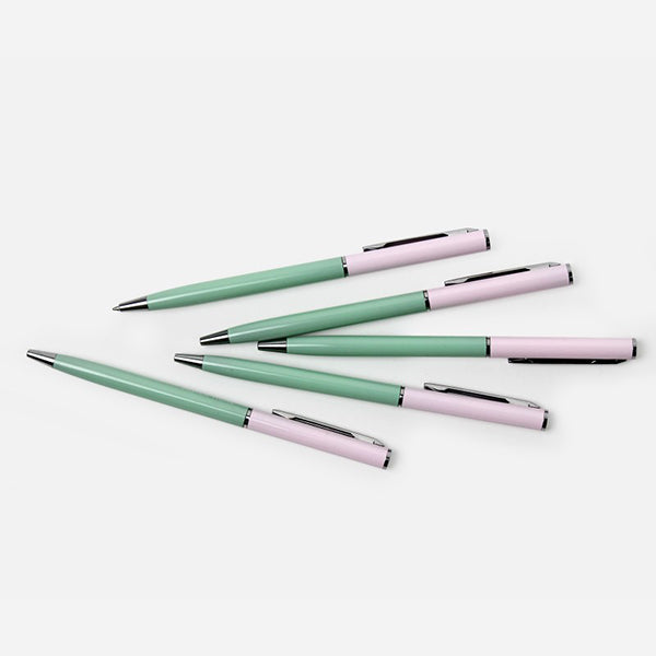 Bolígrafos de diseño de colores verde y rosa de los diseñadores Papier Tigre de París