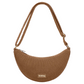 bolso de pana con forma de media luna en color marrón café con leche de la marca francesa Hindbag
