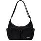 Bolso de pana color negro con dos bolsillos frontales con cremallera y correa ajustable de la marca francesa Hindbag 