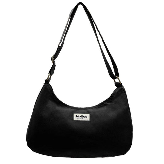 Bolso de bandolera u hombro en color negro hecho de algodón orgánico de la marca francesa Hindbag