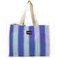 Bolso de playa de tela de la marca francesa hindbag a rayas moradas, violeta y verdes