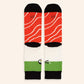 Parte de atrás de los calcetines Tienes Rollazo de UO con los colores del sushi
