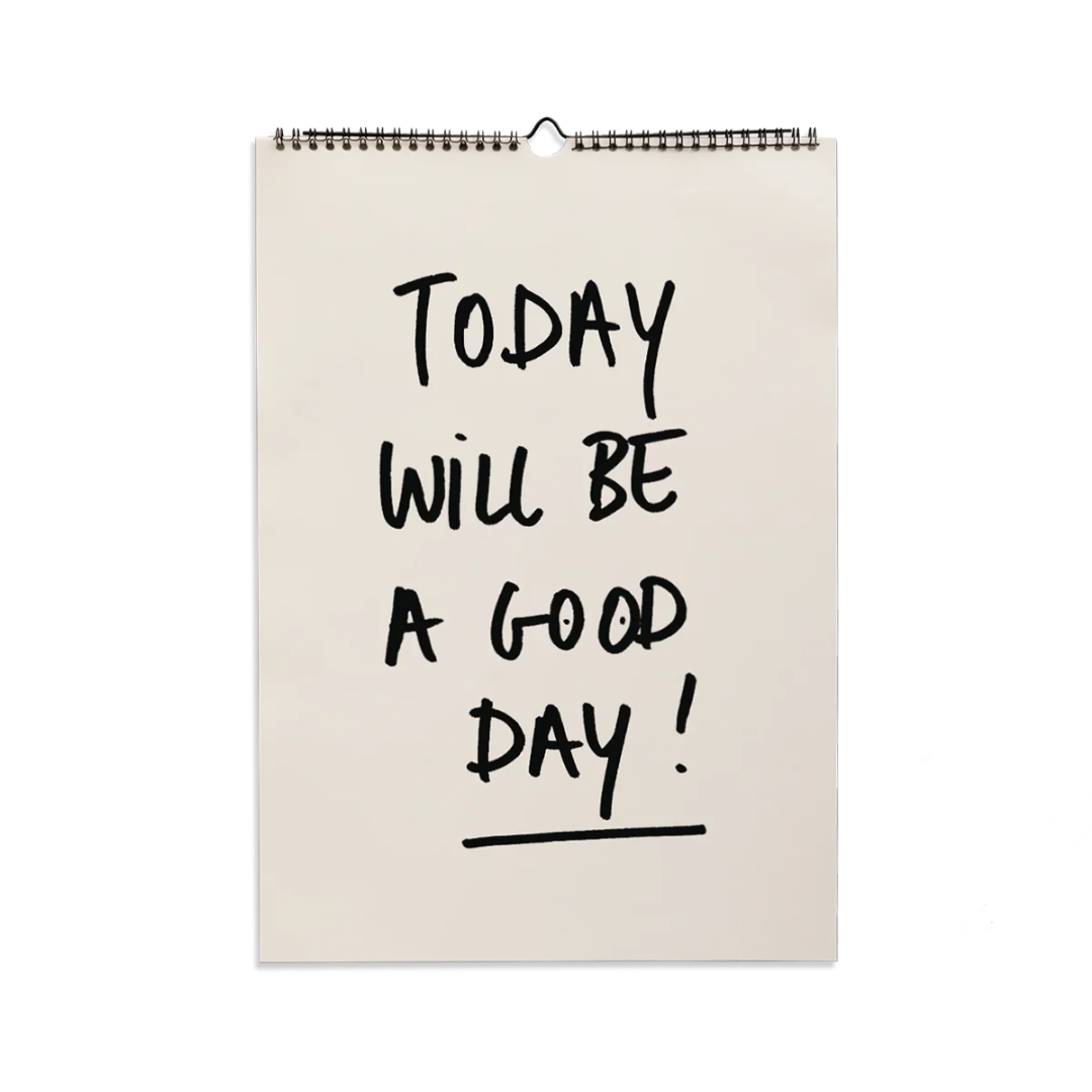 Portada del calendario anual de pared para 2027 ilustrado por Helen B con el texto Today will be a good day!