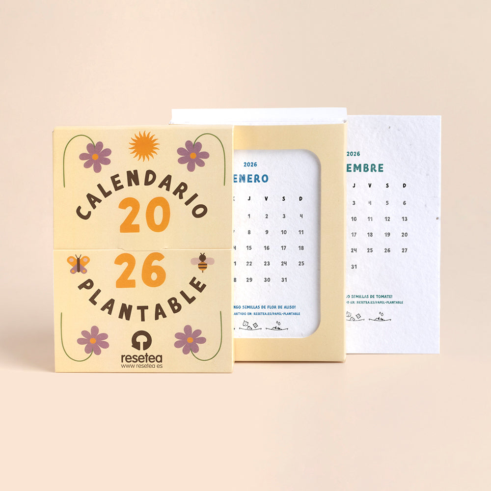 Calendario plantable 2026 de Resetea con hojas de papel con semillas