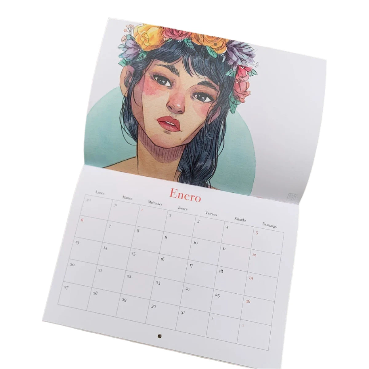 Mes de enero del calendario de pared 2025 con ilustraciones de Esther Gili, Marialu y Lady Desidia