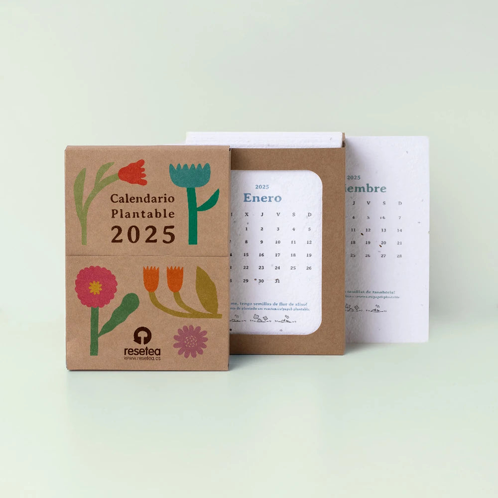 Calendario plantable 2025 impreso en papel de semillas