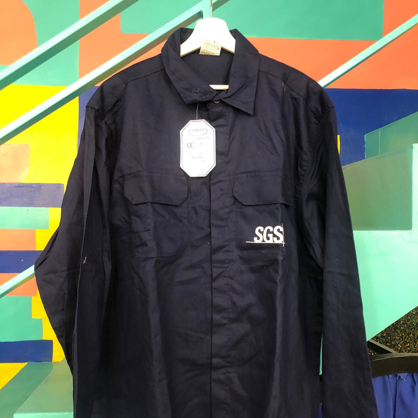 Chaqueta de trabajo vintage azul Bergara