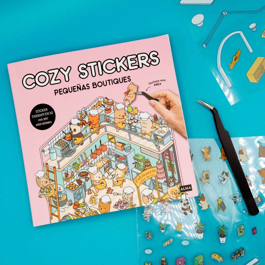 portada del libro cozy stickers pequeñas boutiques