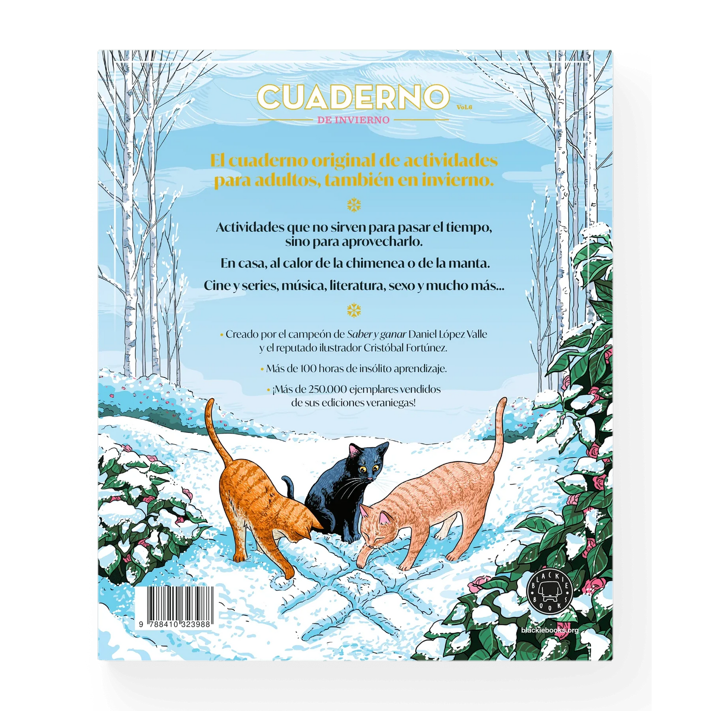 Contraportada del cuaderno de invierno de Blackie Books Navidad 2025