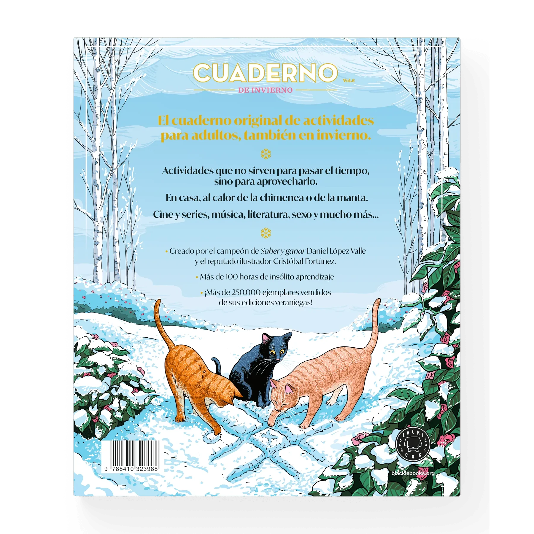 Contraportada del cuaderno de invierno de Blackie Books Navidad 2025