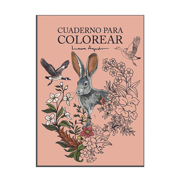 Cuaderno para colorear con ilustraciones de Laura Agustí con flores y animales