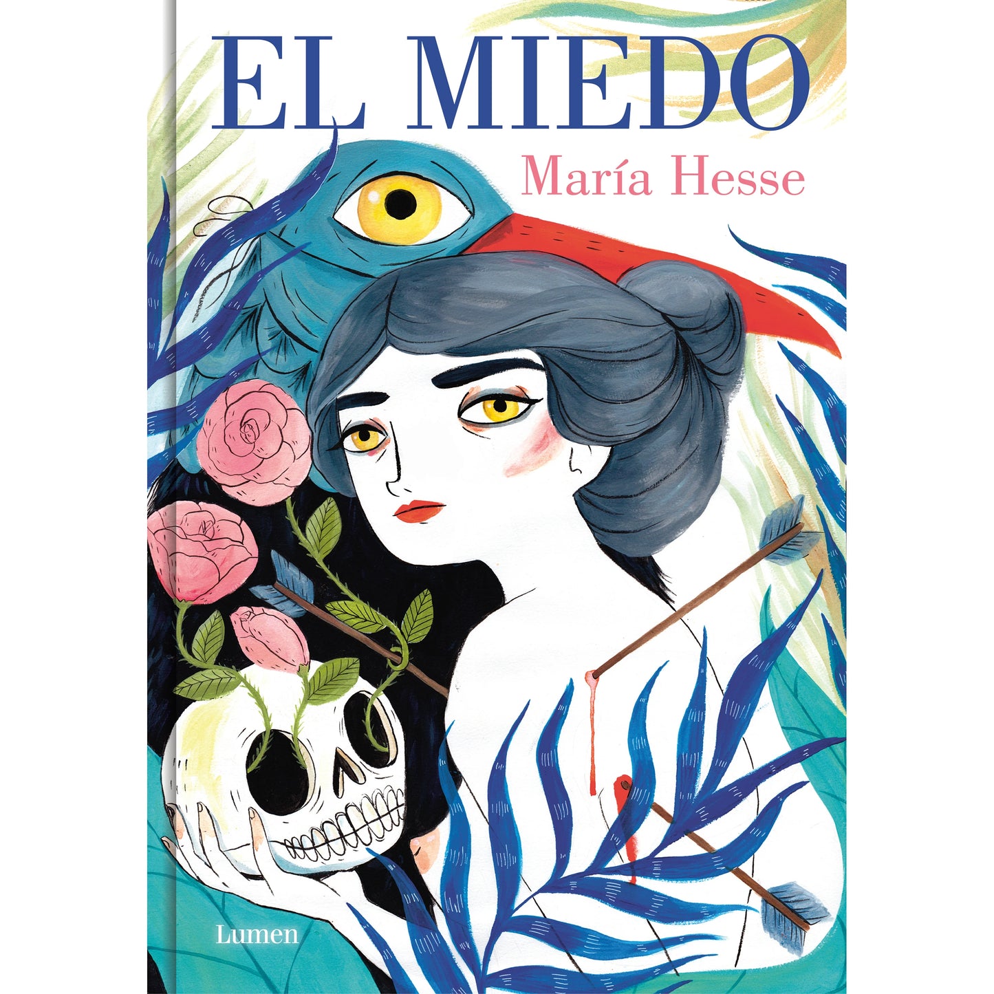 Portada del libro El Miedo de María Hesse con una mujer sujetando una calavera