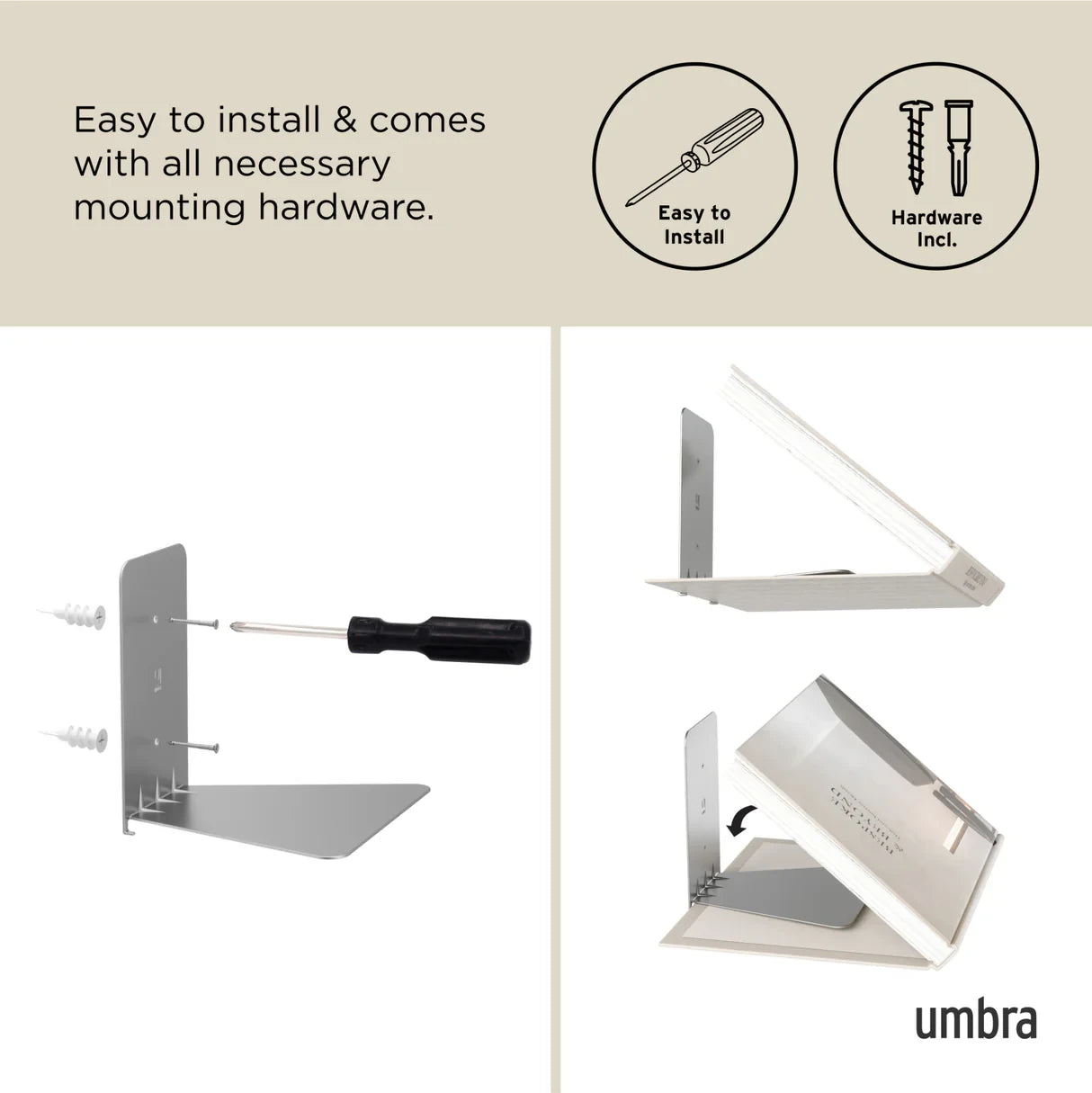 Instrucciones de montaje de la estantería invisible de Umbra