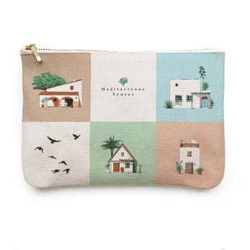Neceser con ilustraciones de Borja Bonaque de casas del Mediterráneo
