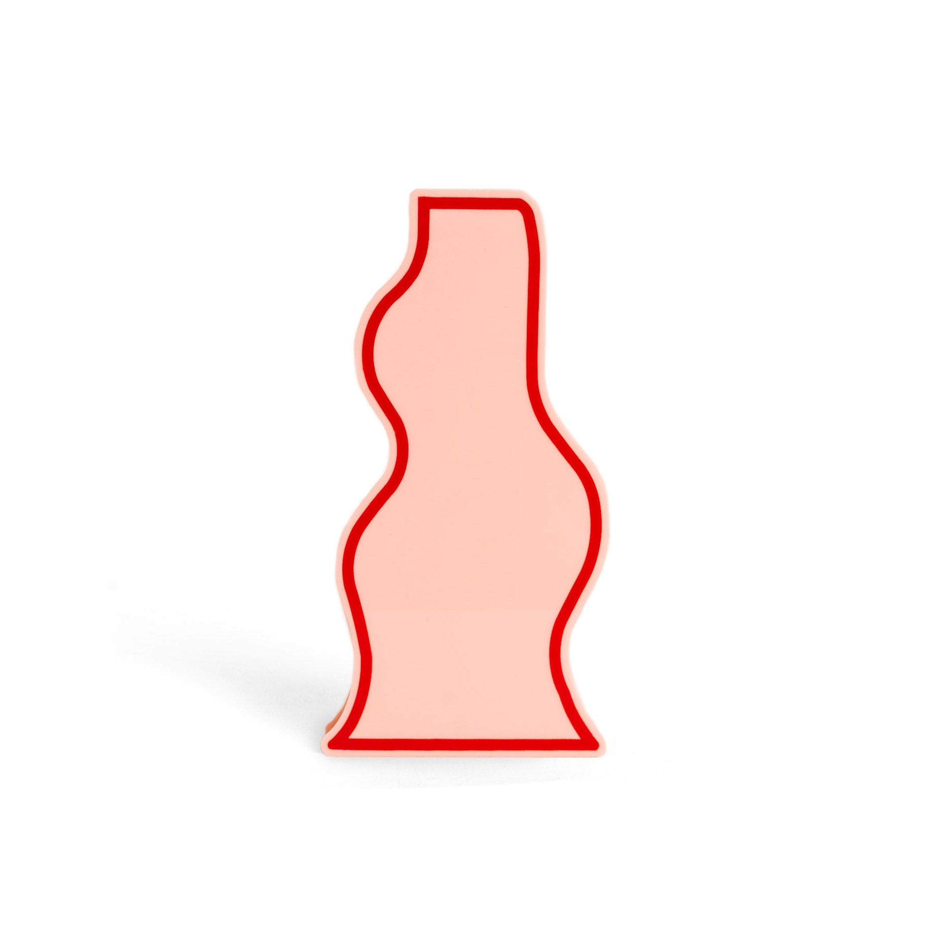 Florero rosa con forma abtracta en color rosa con línea roja en el contorno