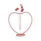 Florero con probeta para multiplicar esquejes con forma de corazón rojo con unas flores secas