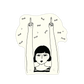 Pegatina de vinilo con forma de chica de pelo corto con los dos brazos levantados sacando el dedo corazón y las palabras fuck Fuck Fuck Fuck  alrededor