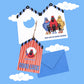 Tarjeta "Good Luck" de Miss Feathers junto a su sobre a juego