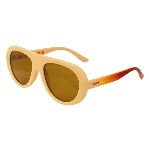 gafas de sol de montura amarillo vainilla y patillas con degradado