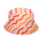 gorro de pescador de tela reversible a ondas de colores