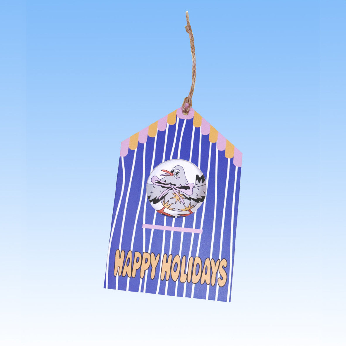 Tarjeta "Happy Holidays and Cheers" de Miss Feathers, vista frontal