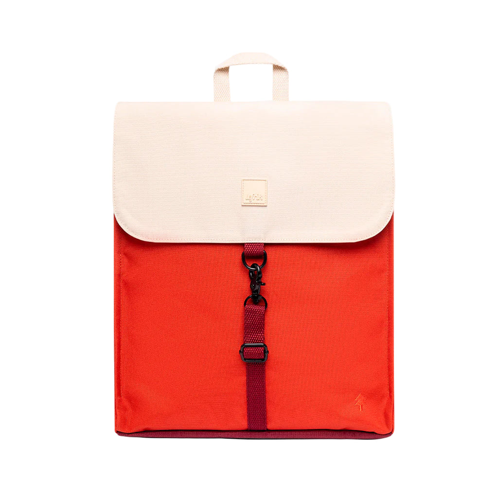 Mochila reciclada e impermeable blanca y cereza de Lefrik