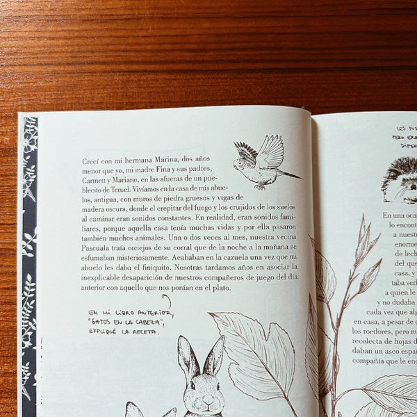 Páginas interiores del libro Historia de un Gato de la ilustradora Laura Agustí sobre la infancia de la autora y su relación con los animales