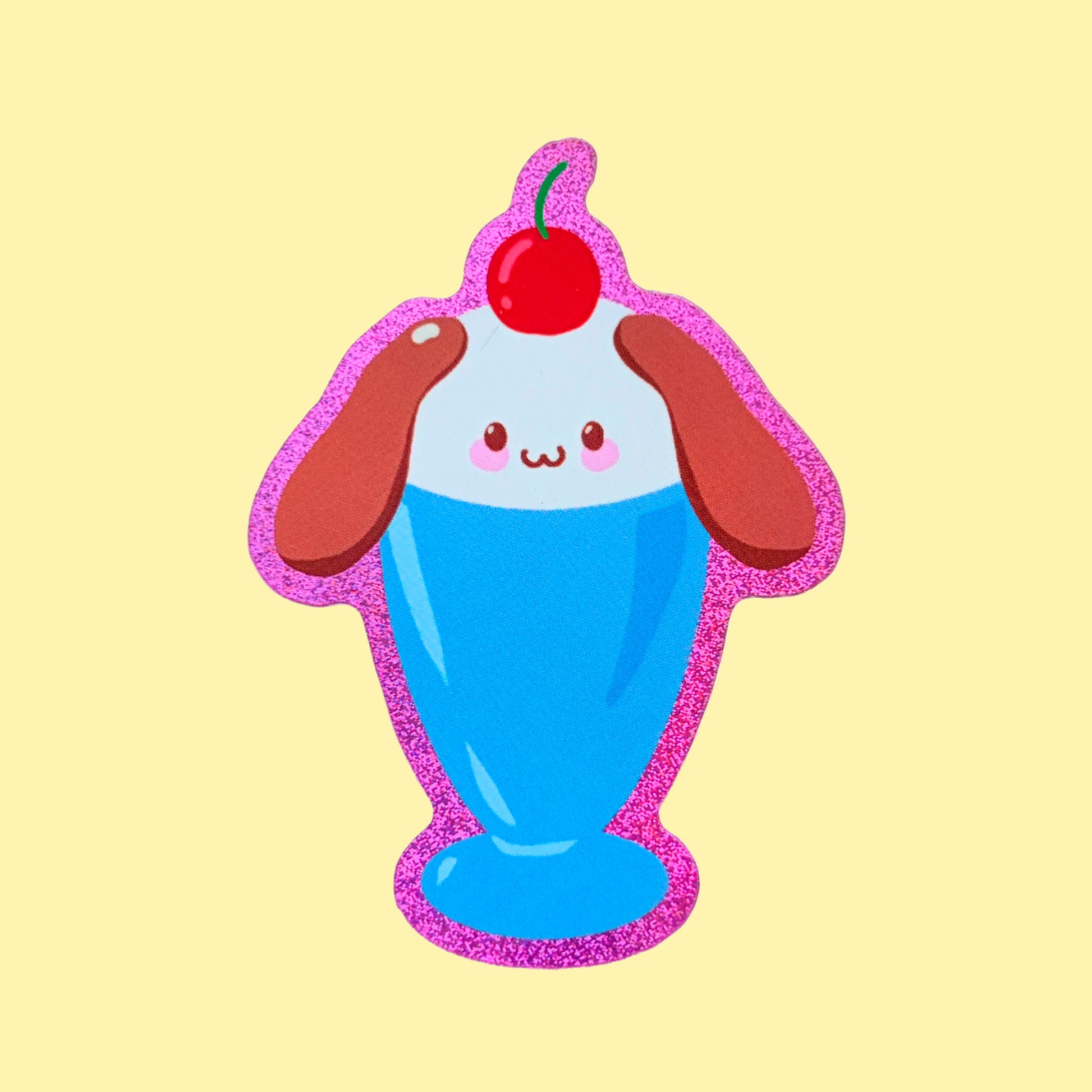pegatina de una copa de helado con cara de trabajo