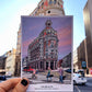 Postal con ilustración del edificio del Banco de Valencia
