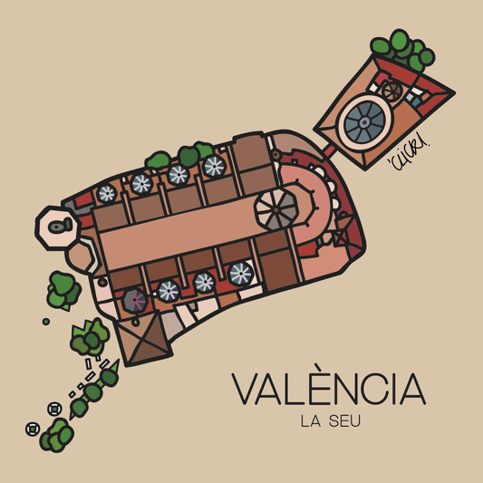 Imán con la ilustración el artista click de la seu de valencia