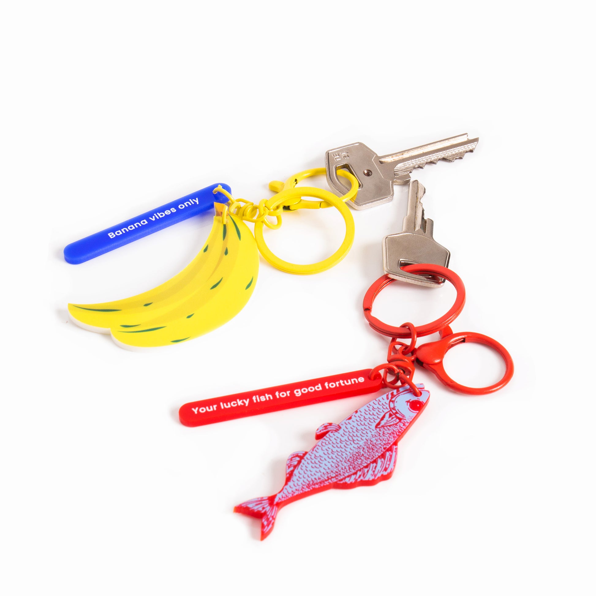 Llaveros divertidos con forma de Bananas y Pez