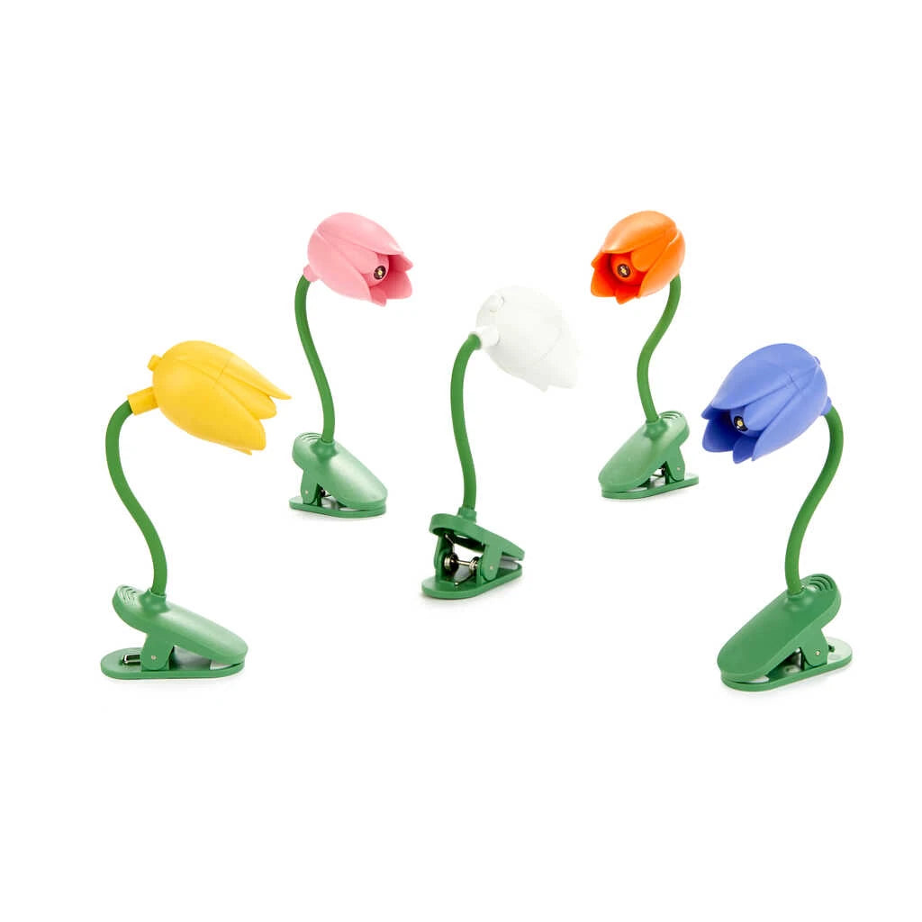 Lámparas de lectura con pinza y forma de tulipán de diferentes colores