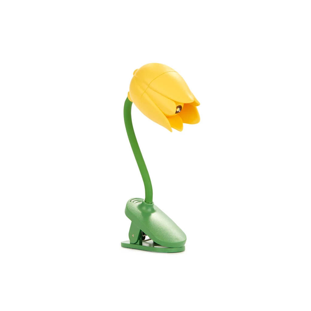 Lámpara de lectura con pinza y forma de tulipán amarillo