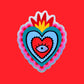 pegatina de corazón mexicano con fondo rojo