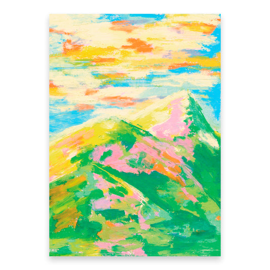 Ilustración "Mountains" de Laura Ortiz en acuarelas de colores