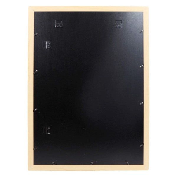 Parte de atrás del marco color madera para póster 50 x 70 cm en horizontal o vertical con protección de plexiglás