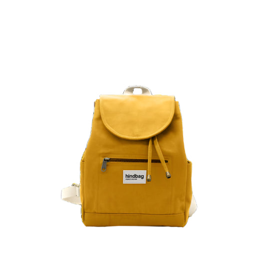 Mochila pequeña color mostaza de algodón orgánico de la marca francesa Hindbag