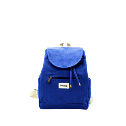 Mochila pequeña azul eléctrico de la marca Hindbag