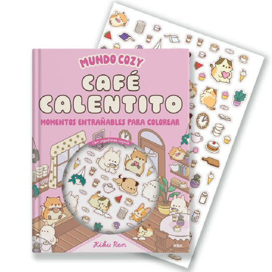 Cuaderno para colorear con pegatinas Café Calentito - Mundo Cozy